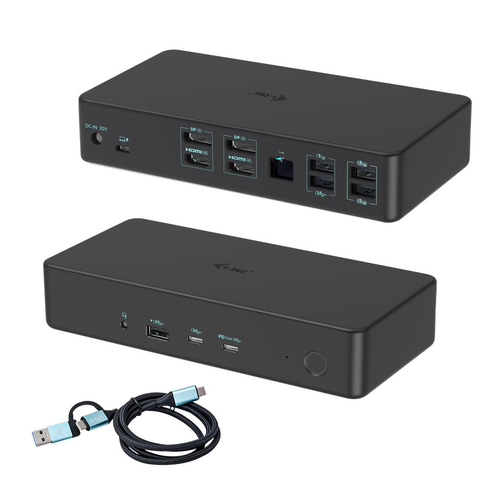 i-tec USB 3.0 / USB-C / Thunderbolt 3 Professional Dual 4K Display Docking Station Gen2 + PD 100W
