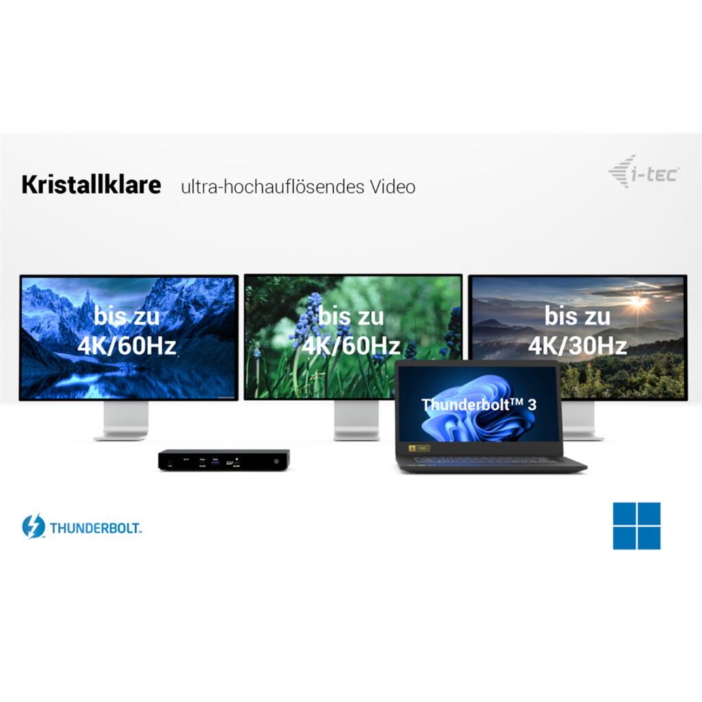 i-tec Thunderbolt 4 Triple Display Docking Station mit Power Delivery 96 W