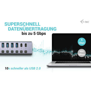 i-tec USB-A/USB-C Charging HUB 9port mit LAN + Power Adapter 60 W