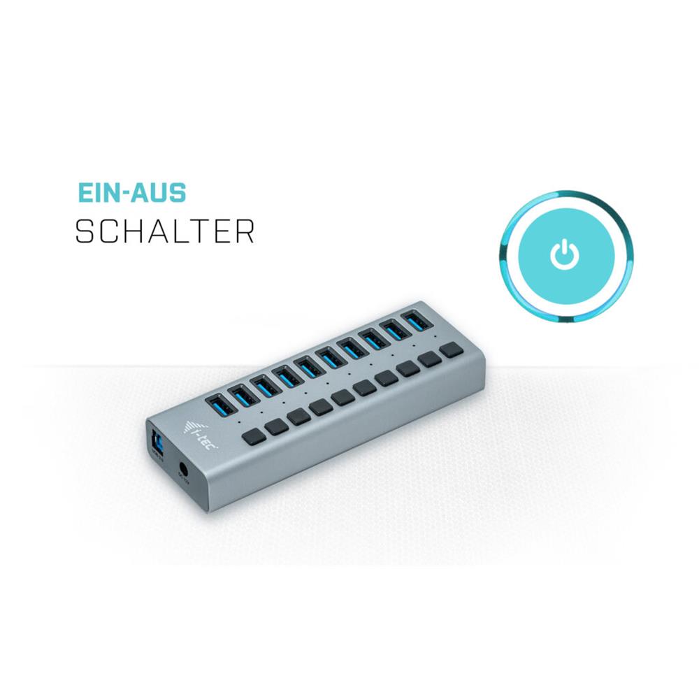 i-tec USB 3.0 Charging HUB 10-Port mit Netzadapter 48 W 10x USB 3.0 Ladeport für Notebook