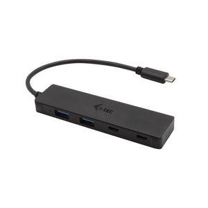 i-tec USB-C Metal HUB 2x USB 3.0 + 2x USB-C Schwarz mit integriertem USB-C-Kabel