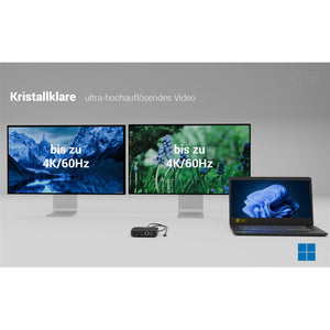 i-tec USB-C Dual HDMI Docking Station + 100 W Ladegerät – 2x 4K, LAN, 6x USB, Audio, VESA