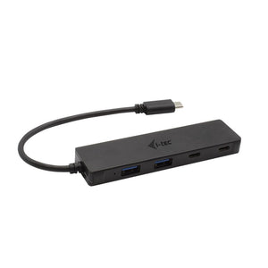 i-tec USB-C Metal HUB 2x USB 3.0 + 2x USB-C Schwarz mit integriertem USB-C-Kabel