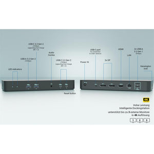 i-tec USB-C Intelligent Triple Display Docking Station mit Power Delivery 100 W – 3x 4K, LAN, Audio, VESA