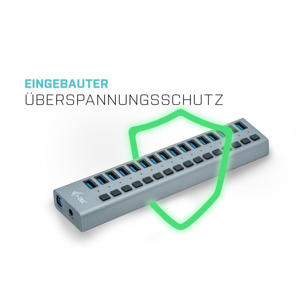 i-tec USB 3.0 Charging HUB 16-Port mit Netzadapter 90 W 16x USB 3.0 Ladeport für Notebook