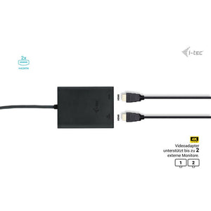 i-tec USB-C Dual 4K/60Hz (single 8K/30Hz) HDMI Video Adapter