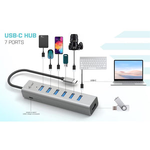 i-tec USB-C Ladegerät Metall HUB 7 Port für bis zu 7 Geräte