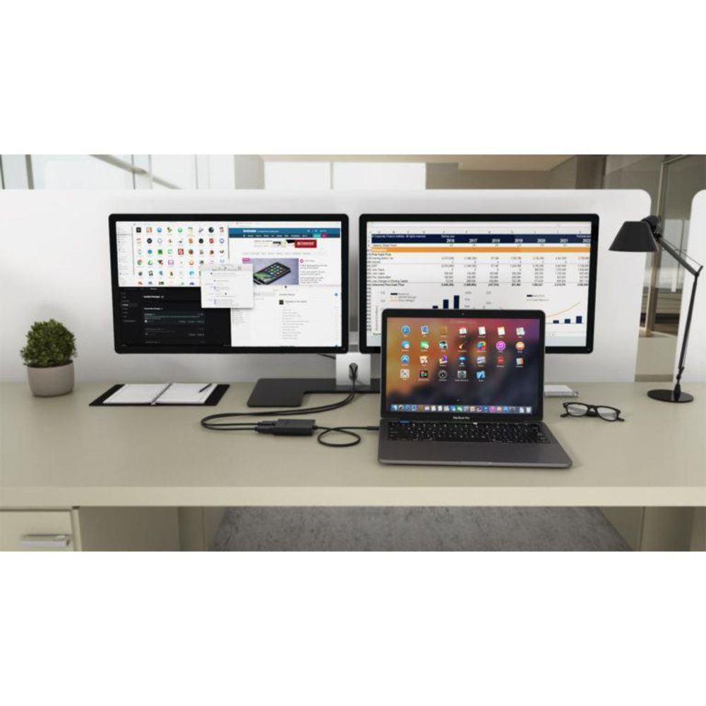 i-tec USB-C auf Dual Display Port Video Adapter 2x PD 4K Ultra HD kompatibel mit Thunderbolt 3