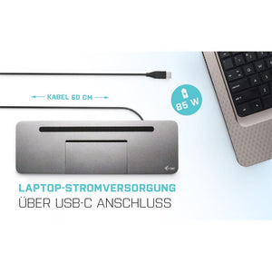 i-tec USB-C Metal Ergonomic 4K 3x Display Docking Station with Power Delivery 85 W + i-tec Universal Charger 100 W