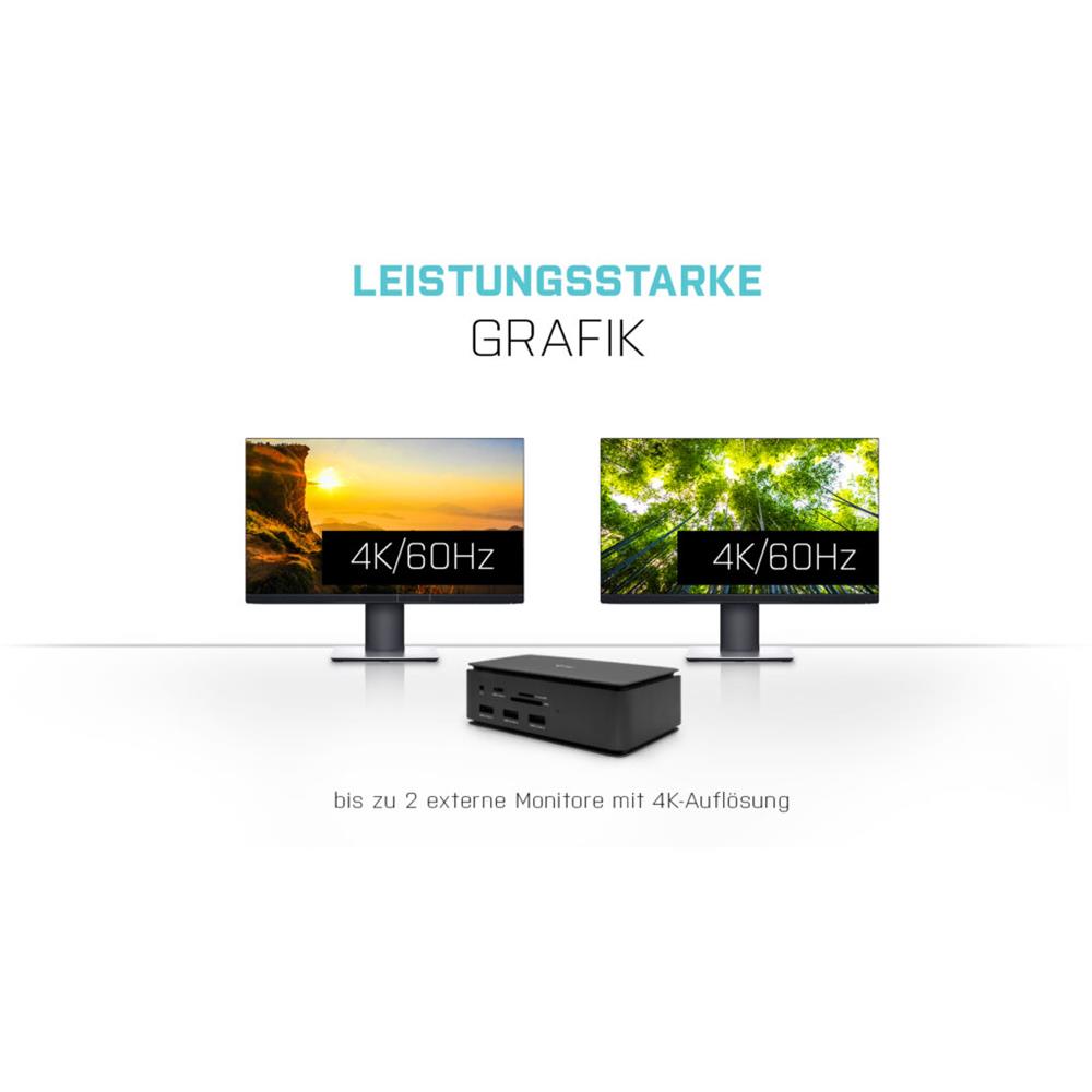 i-tec USB4 Metall-Docking Station Dual 4K HDMI DP mit PD 80 W + i-tec Universal-Ladegerät 112 W