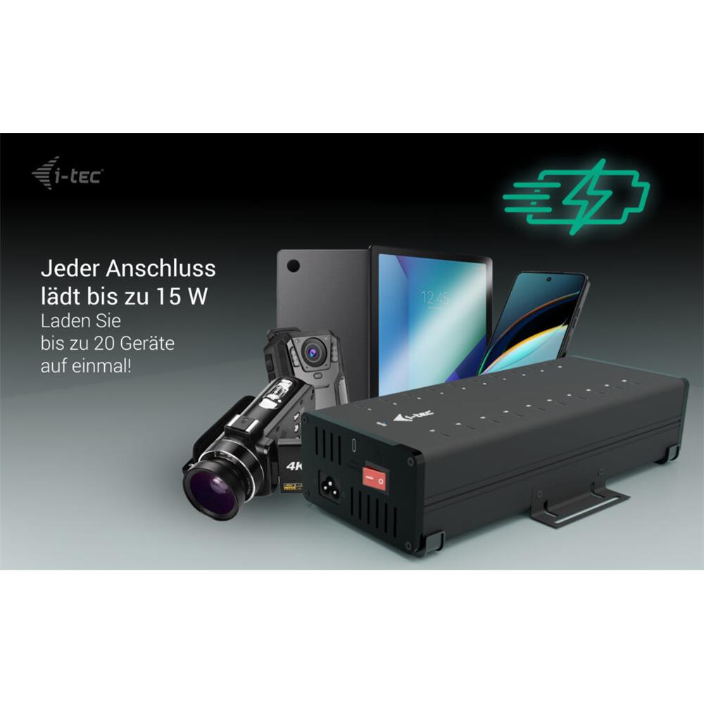 i-tec USB-C/USB-A Metall-Lade- und Daten-HUB, 15W pro Anschluss, 20x USB-C