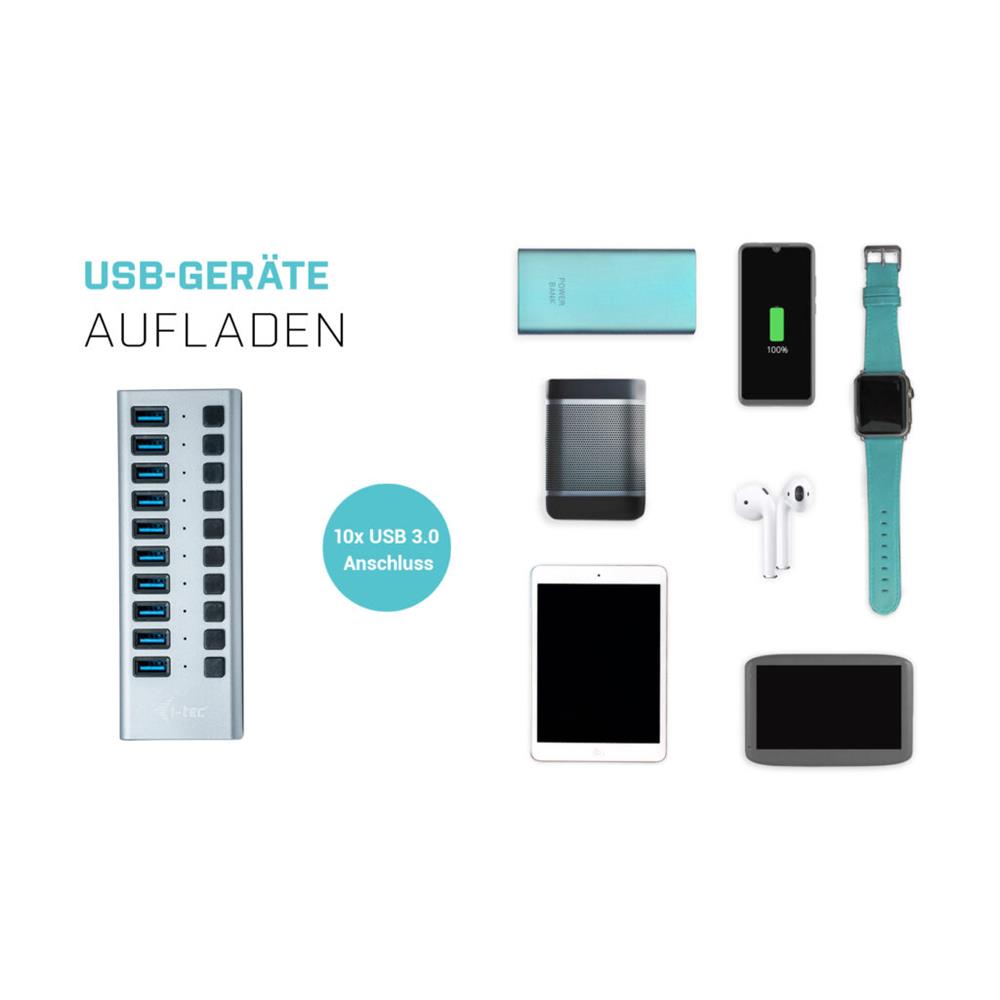 i-tec USB 3.0 Charging HUB 10-Port mit Netzadapter 48 W 10x USB 3.0 Ladeport für Notebook