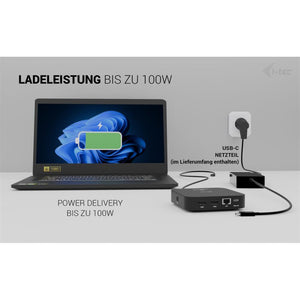 i-tec USB-C Dual HDMI Docking Station + 100 W Ladegerät – 2x 4K, LAN, 6x USB, Audio, VESA