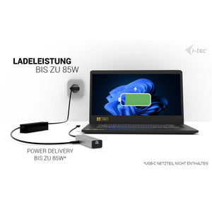 i-tec USB-C Charging Metal HUB 5port with USB-C video 8K + Power Delivery 85W
