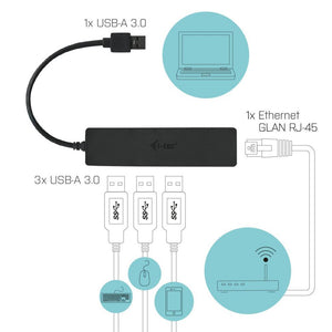i-tec USB 3.0 Slim HUB 3 Port + Gigabit Ethernet Adapter USB 3.0 auf RJ-45