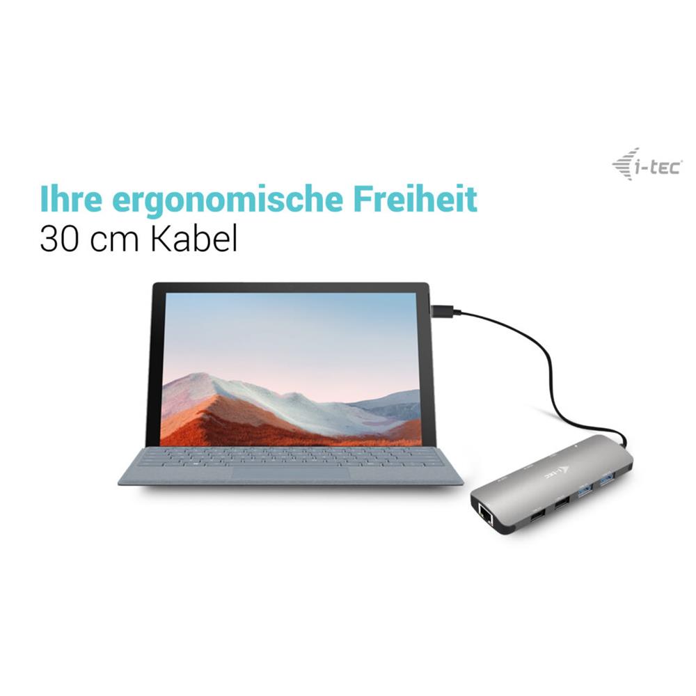 i-tec USB-C Metal Nano 2x Display Docking Station with PD 100 W + Charger 100W