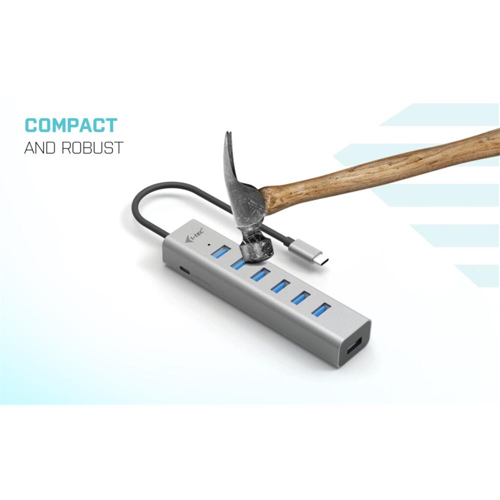 i-tec USB-C Ladegerät Metall HUB 7 Port für bis zu 7 Geräte