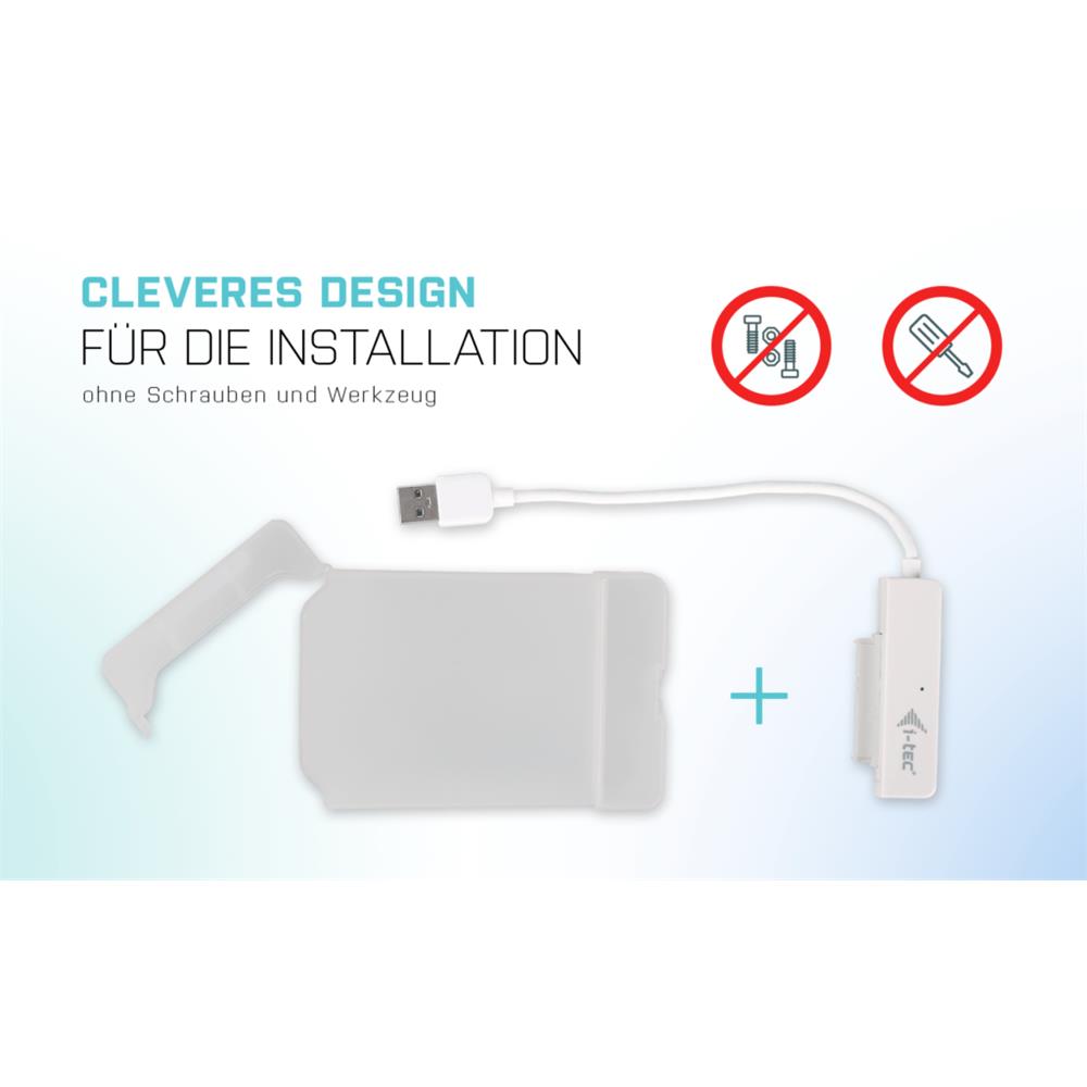i-tec MySafe USB 3.0 Easy externes 2,5" Festplattengehäuse für SATA I/II/III HDD SSD Weiß