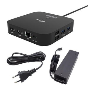 i-tec USB-C Dual HDMI Docking Station + 100 W Ladegerät – 2x 4K, LAN, 6x USB, Audio, VESA