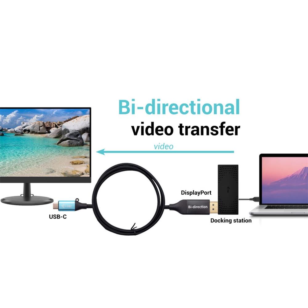 i-tec USB-C zu DisplayPort Bi-Direktionales Kabel Video Adapter 8K/30Hz 150cm