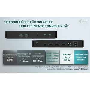 i-tec USB-C Intelligent Triple Display Docking Station mit Power Delivery 100 W – 3x 4K, LAN, Audio, VESA