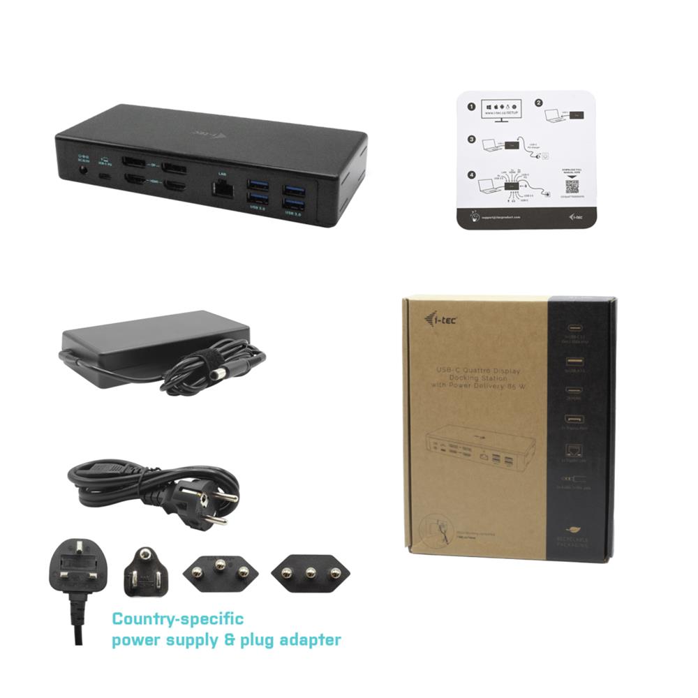 i-tec USB-C Quattro Display Docking Station mit Power Delivery 85 W