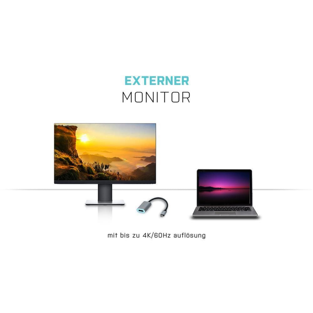 i-tec USB-C auf Display Port Metal Adapter 60Hz, 1x Display Port 4K Ultra HD, kompatibel mit Thunderbolt 3