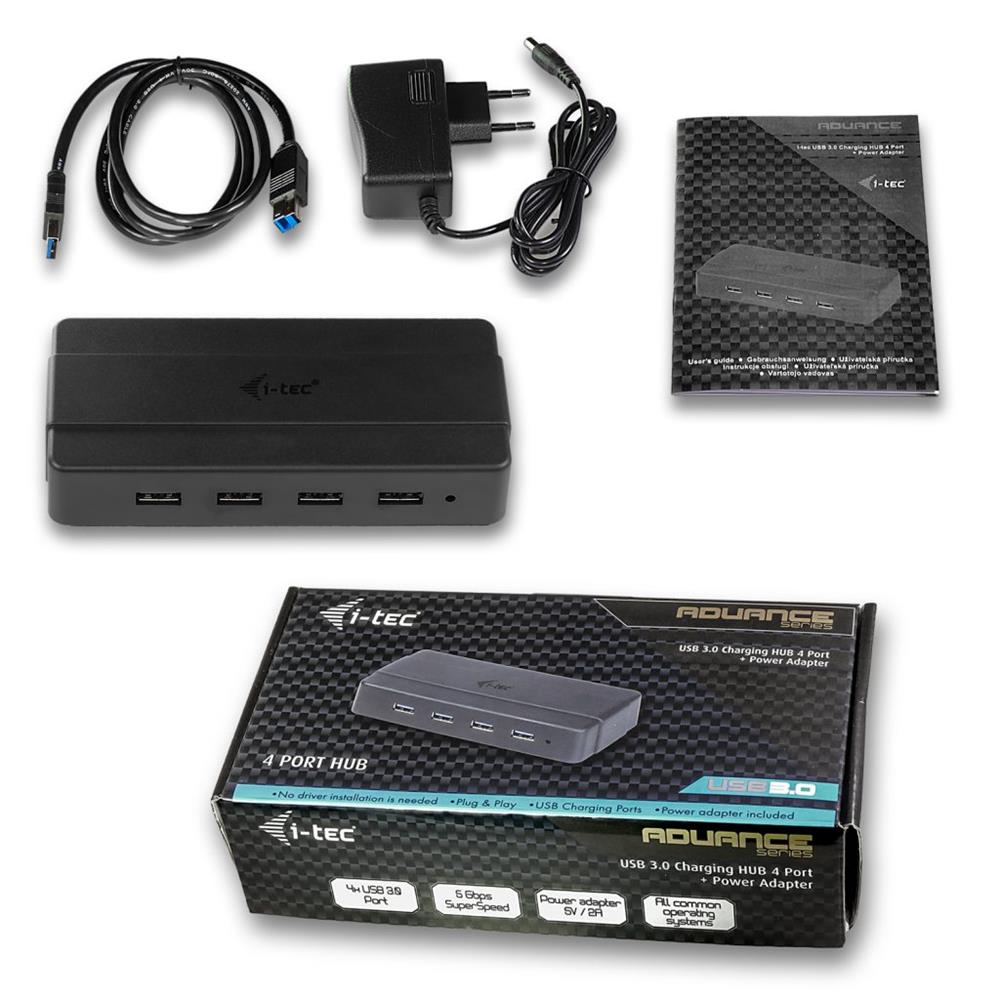 i-tec USB 3.0 Charging HUB 4 Port mit Netzadapter
