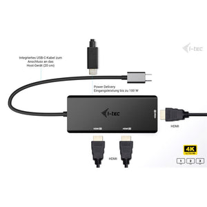i-tec USB-C Triple 4K HDMI Video Adapter, Power Delivery 100 W