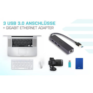 i-tec USB 3.0 Slim HUB 3 Port + Gigabit Ethernet Adapter USB 3.0 auf RJ-45