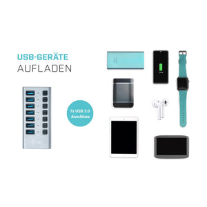i-tec USB 3.0 Charging HUB 7-Port mit Netzadapter 36 W 7x USB 3.0 Ladeport für Notebook