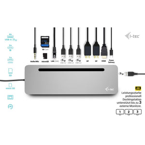 i-tec USB-C Metal Ergonomic 4K 3x Display Docking Station mit PD 100W + Universal Charger 100W