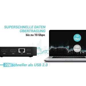 i-tec USB-C Dual HDMI Docking Station + 100 W Ladegerät – 2x 4K, LAN, 6x USB, Audio, VESA