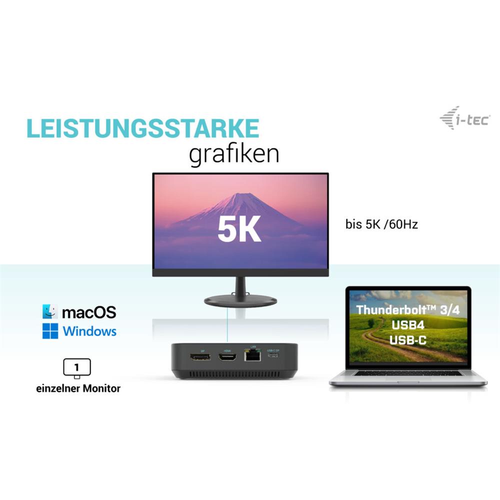 i-tec USB-C HDMI Dual DP Docking Station mit Power Delivery 100 W mit Netzteil 100 W