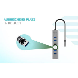 i-tec USB-C Ladegerät Metall HUB 7 Port für bis zu 7 Geräte