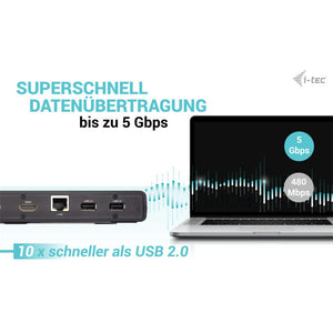 i-tec USB 3.0/USB-C/Thunderbolt Dual Display Docking Station mit Power Delivery 85W