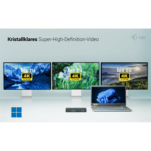 i-tec USB-C Intelligent Triple Display Docking Station mit Power Delivery 100 W – 3x 4K, LAN, Audio, VESA