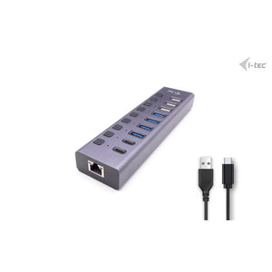 i-tec USB-A/USB-C Charging HUB 9port mit LAN + Power Adapter 60 W