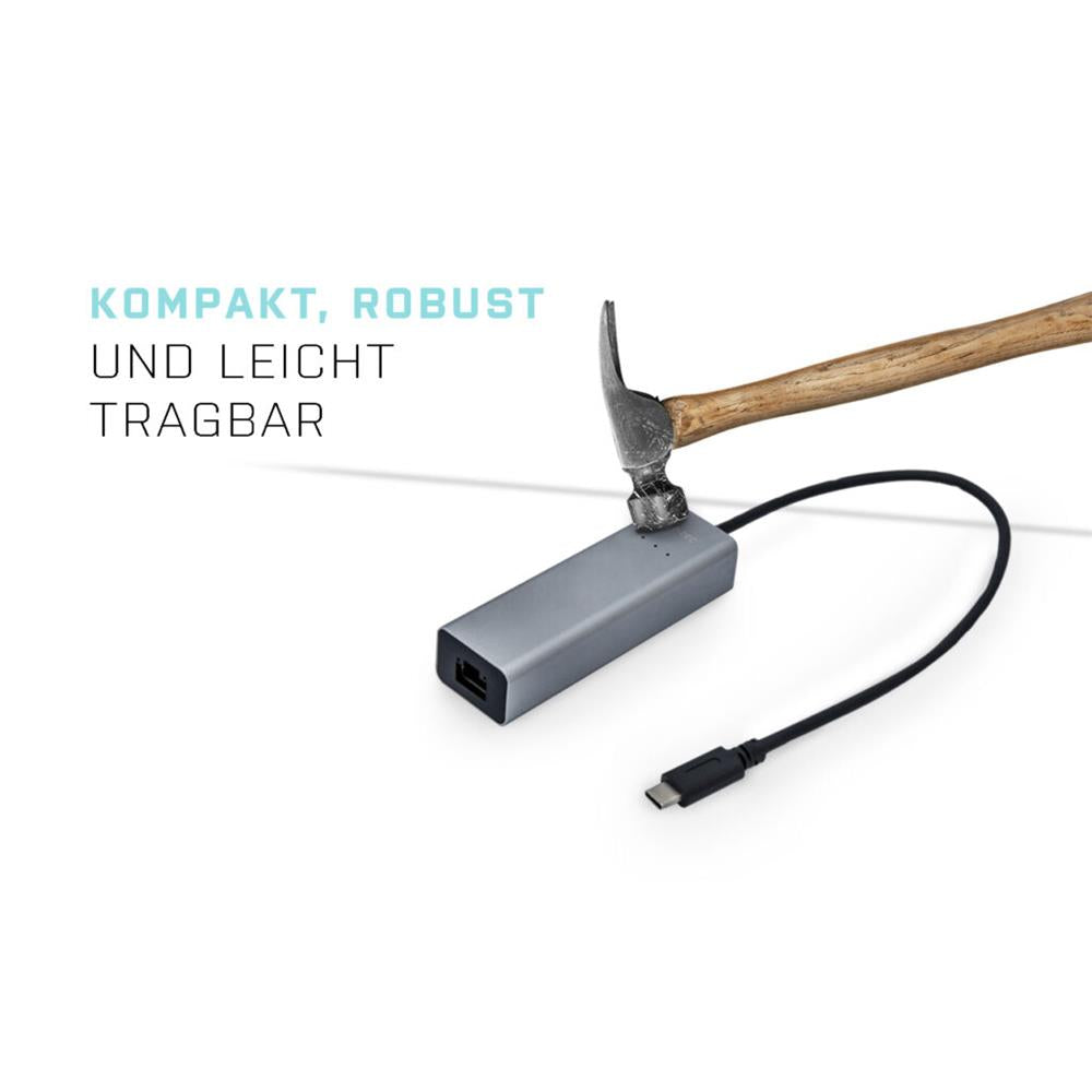 i-tec USB-C Metal Gigabit Ethernet Adapter mit integriertem USB-C-Kabel