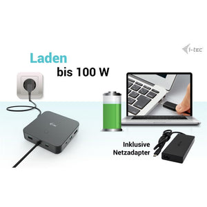 i-tec USB-C HDMI Dual DP Docking Station mit Power Delivery 100 W mit Netzteil 100 W