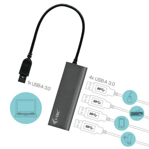 i-tec USB 3.0 Metal Charging HUB 4 Port mit Netzadapter