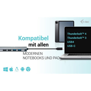 i-tec USB-C Metal Nano 2x Display Docking Station with PD 100 W + Charger 100W