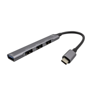 i-tec USB-C Metal HUB 1x USB 3.0 + 3x USB 2.0 Silber mit integriertem USB-C-Kabel
