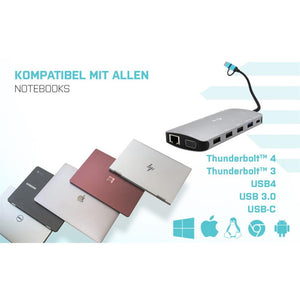 i-tec USB 3.0 USB-C/Thunderbolt 3x Display Metall-Nano-Dock mit LAN + Power Delivery 100 W