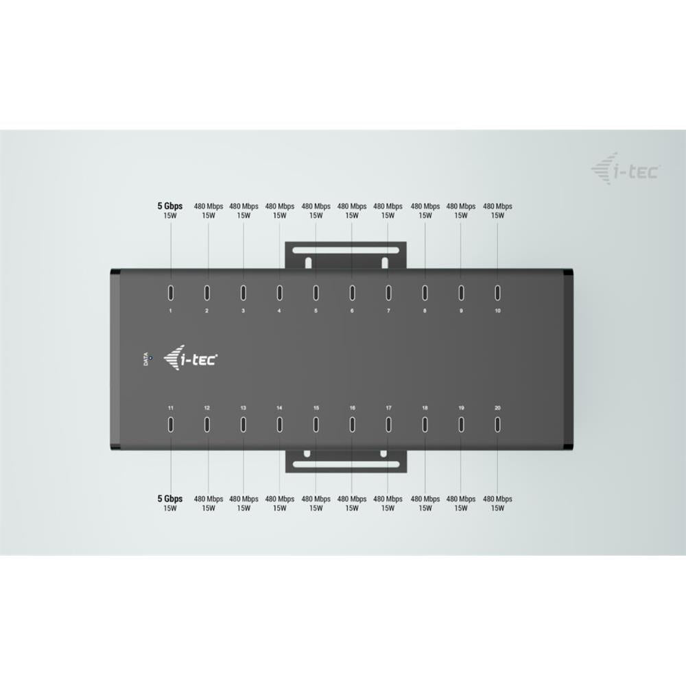 i-tec USB-C/USB-A Metall-Lade- und Daten-HUB, 15W pro Anschluss, 20x USB-C