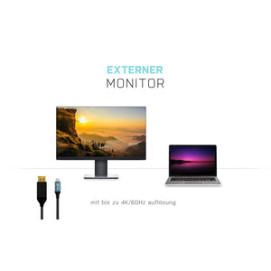 i-tec USB-C auf DisplayPort Kabel Adapter 4K / 60 Hz 200cm kompatibel mit Thunderbold 3