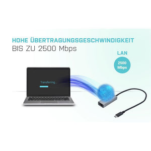 i-tec USB-C Metal 2.5Gbps Ethernet Adapter mit integriertem USB-C-Kabel