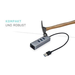 i-tec USB 3.0 Metal 3-Port HUB mit Gigabit Ethernet Adapter