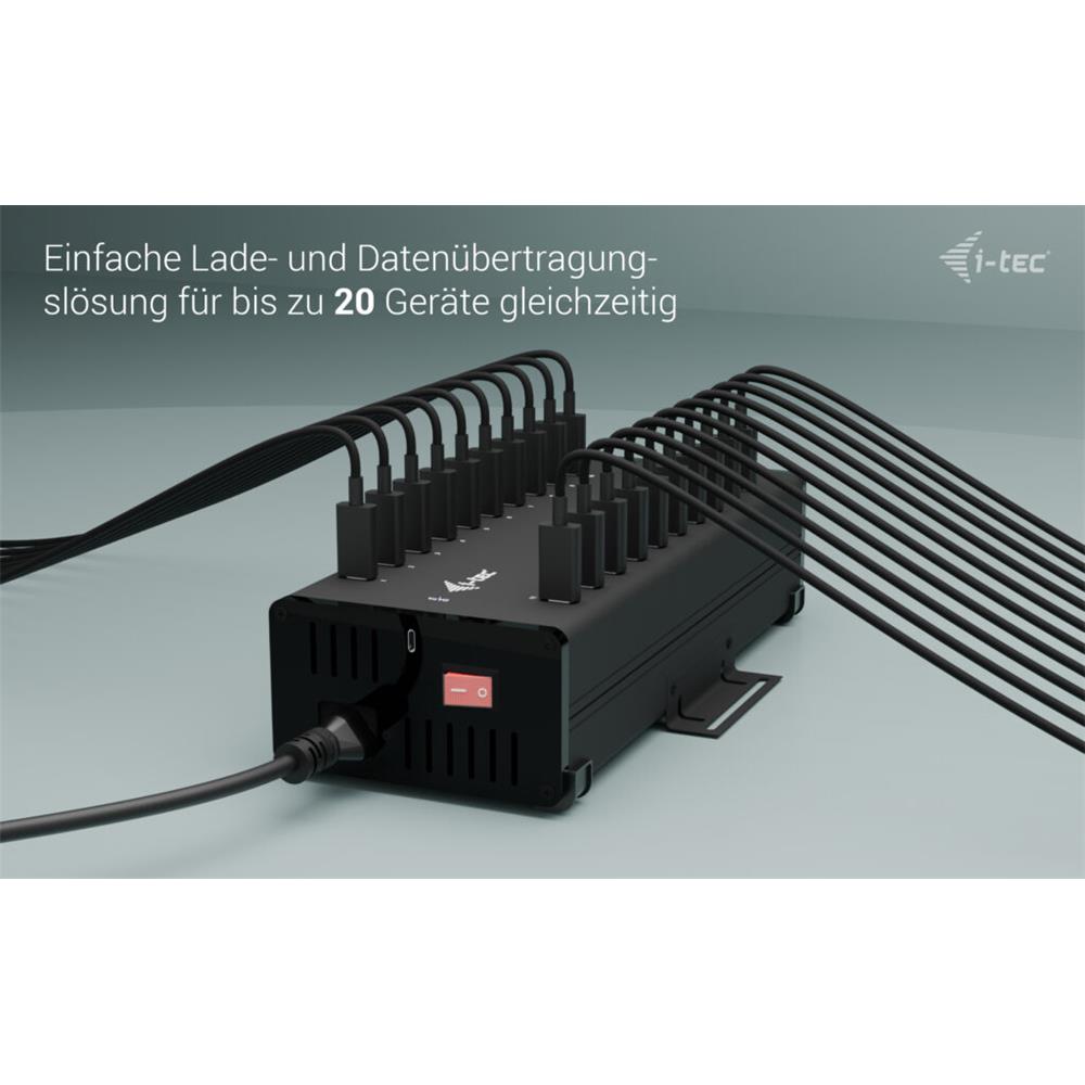 i-tec USB-C/USB-A Metall-Lade- und Daten-HUB, 15W pro Anschluss, 20x USB-C