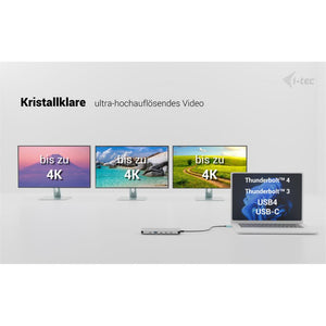 i-tec USB-C Metal Nano Dock – 3x Display (2x HDMI, 1x USB-C Video), Power Delivery 140 W + 140 W Ladegerät